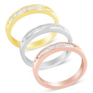 10K Yellow, White and Rose Gold over .925 Sterling Silver 5/8 Cttw Diamond